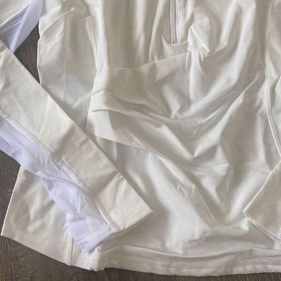 Line In The Sand Salt White Soak It Up Half Zip Rashguard with Built-in Bra NWT - Picture 6 of 7